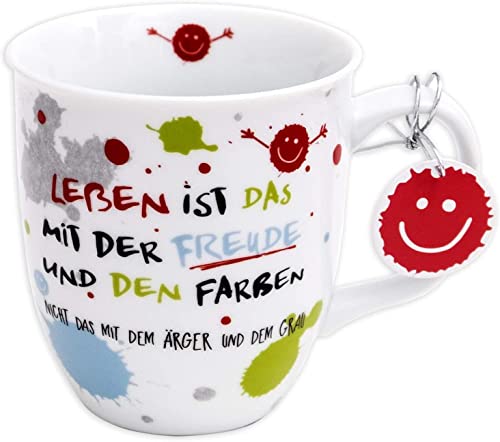 H:)PPY life Tasse mit Motiv Freude | Kaffeetasse, Porzellan, 40 cl | Tasse mit Spruch, Geschenk | 45357 (Packung mit 2) von H:)PPY life