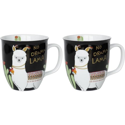 H:)PPY life Tasse mit Motiv Lama | Kaffeetasse, Porzellan, 40 cl | Tasse mit Spruch, Geschenk | 45544 (Packung mit 2) von H:)PPY life