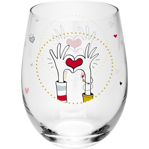 H:) PPY life Trinkglas Motiv "Du, ich, wir" | Glas mit Motivdruck, Wasserglas konisch, 60 cl | Geschenk Geburtstag, Verliebte, Valentinstag | 48553 von H:)PPY life