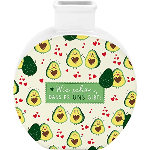 H:PPY Life Vase mit Motiv Avocado | Vase mit Motivdruck, Porzellan | Geschenk, Dekoartikel, Blumenvase | 47564 von H:)PPY life