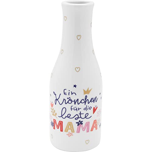 H:PPY Life Vase mit Motiv Mama Krönchen | Vase mit Motivdruck, Porzellan | Geschenk, Dekoartikel, Blumenvase | 47401 von H:)PPY life