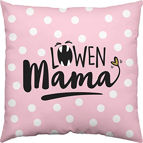 Happy Life 46302 Baumwoll-Kissen Löwen-Mama, 40 cm x 40 cm, Geschenk Mama, Rosa von H:)PPY life