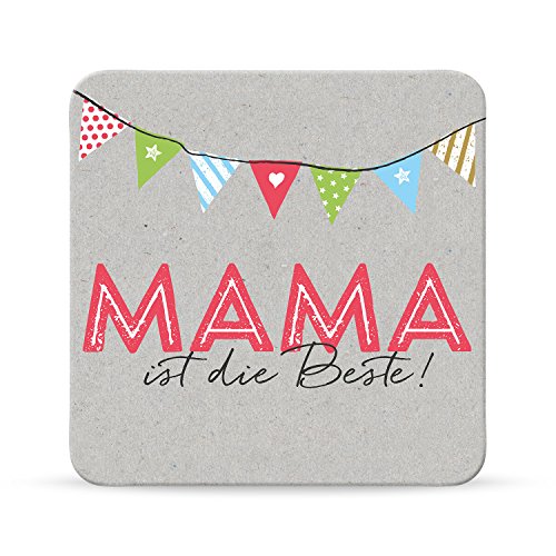 H:)PPY life - 44583 - Untersetzer, Mama ist die Beste!, Kork, 9,5cm x 9,5cm von H:)PPY life