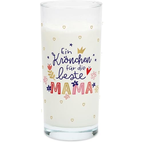 H:) PPY life Trinkglas Motiv "Mama Krönchen" | Glas mit Motivdruck, Wasserglas, 50 cl | Geschenk Geburtstag, Muttertag | 47479 von H:)PPY life