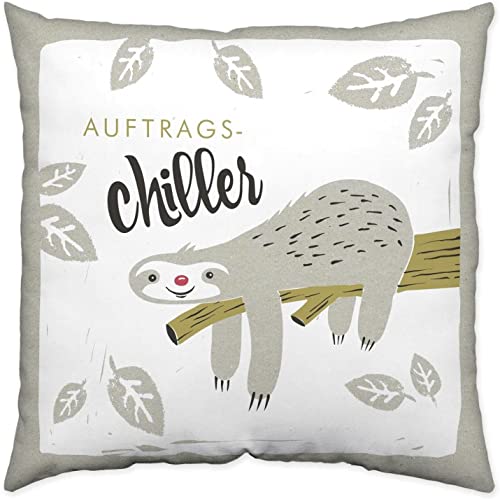 H:)PPY life Kissen Motiv Faultier | Zierkissen, Baumwolle, lustiges Kissen, 40 cm x 40 cm | Kissen mit Spruch | Geschenk Freundin, Freund | 45174 von H:)PPY life