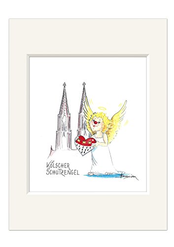 Passepartout Bild ~ Kölscher Schutzengel ~ Kölner Dom Druck Köln Engel 24x30 von H. Brosien