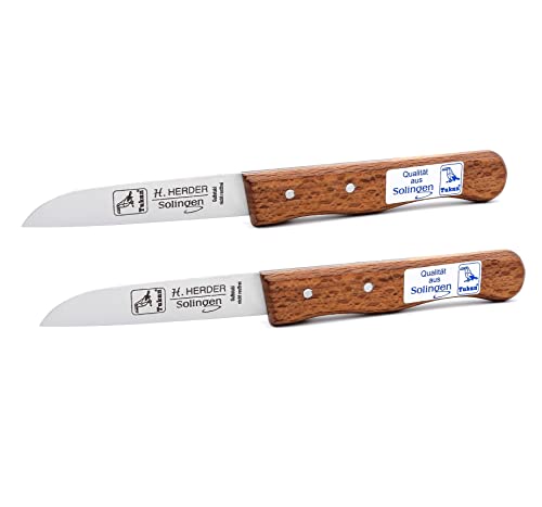 H. Herder 2 Solingen Küchenmesser 17cm Gesamtlänge Gußstahl nicht rostfrei Buche Carbon Solinger Handabzug Holzgriff Klingenlänge ca. 7cm von H. Herder