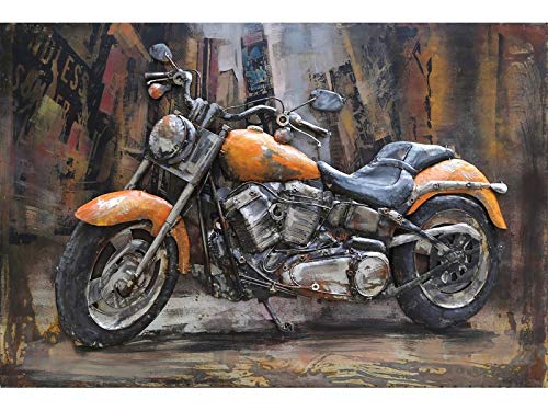 H. Packmor GmbH 3D Metallbild Wanddekoration Wandbild Motorrad Metall antik Shabby 120x80 cm von H. Packmor GmbH