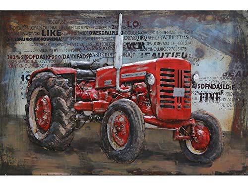 H. Packmor GmbH 3D Metallbild Wanddekoration Wandbild roter Traktor Metall Shabby 120x80 cm von H. Packmor GmbH
