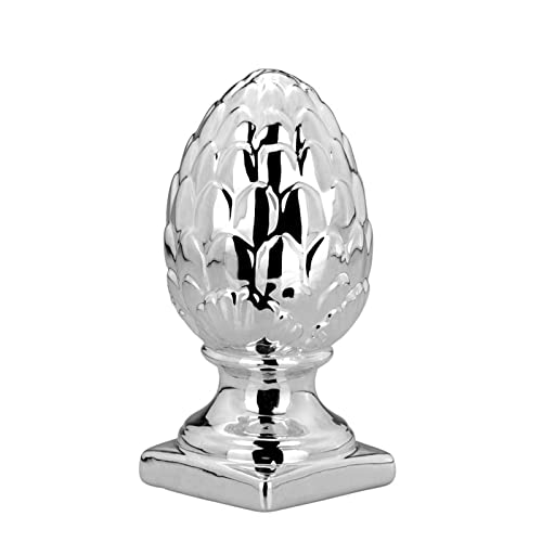 Großer Porzellan Pinienzapfen Silber glänzend - Deko Weihnachten zum Hinstellen - mit Fuß Höhe 17 cm Großer Porzellan Pinienzapfen Silber glänzend - Deko Weihnachten zum Hinstellen - mit Fuß Höhe 17 cm von H.Bauer jun.