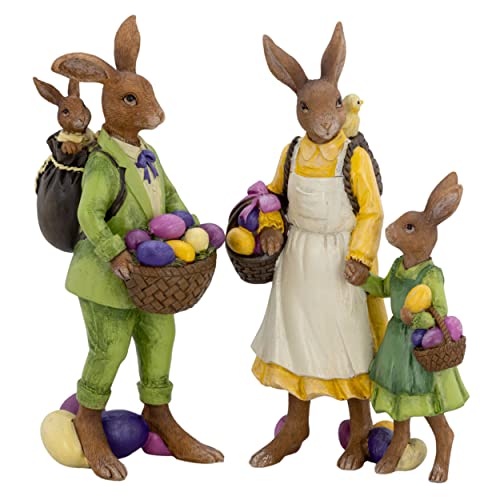 große Deko Hasen Figurn Kunststein - stehendes Osterdeko Hasen Familie bunt gekleidet - Polyresin Osterhasen Frühjahresdeko zum hinstellen von H.Bauer jun.