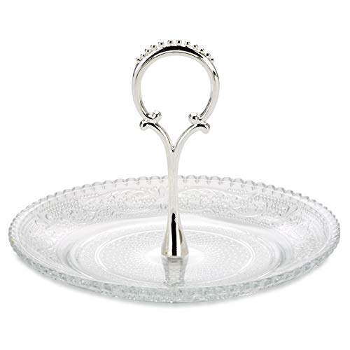 H.Bauer jun. Konfektschale Glas mit Griff & Perlrand - elegante Servierschale Ø 15 cm, rund & strukturiert, dekorative Glasschale für Süßigkeiten, Pralinen & Gebäck von H.Bauer jun.
