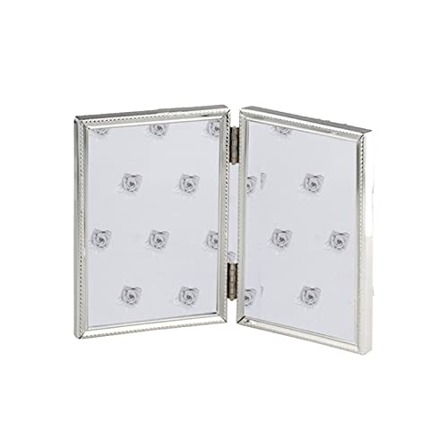 H.Bauer jun. Versilberter Doppel-Fotorahmen 2x 10x15 cm klappbar - polierte Perlrand-Optik - eleganter Bilderrahmen für zwei Fotos mit Glasscheibe & Samtrückwand - zum Aufstellen von H.Bauer jun.