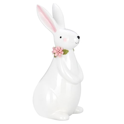 große Deko Hasen Figur Keramik 23 cm - sitzender weißer Osterdeko Hase - Osterhasen Frühjahresdeko zum hinstellen von H.Bauer jun.