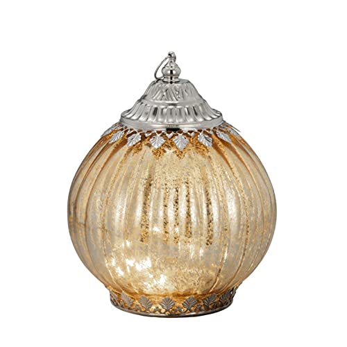 große Goldfarbene runde antike Glas-Laterne 19 cm hoch mit LED Beleuchtung - zum Stellen oder Hängen große Goldfarbene runde antike Glas-Laterne 19 cm hoch mit LED Beleuchtung - zum Stellen oder Hängen von H.Bauer jun.