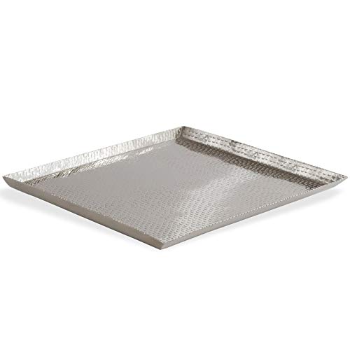 großes quadratisches XXL Aluminium Tablett verziert 50x50 cm - flaches Dekotablett für Trockengestecke, für Kerzen, für Dekofiguren, zu Ostern oder Weihnachten von H.Bauer jun.