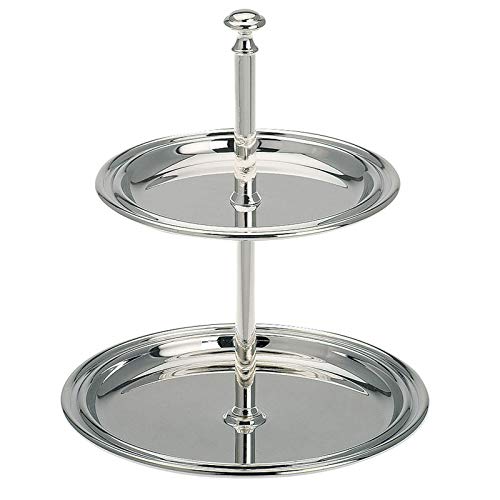 versilberte Etagere mit 2 Etagen - Kleiner Servier-Ständer 16 cm mit 2 Tellern - Deko-Ständer 2-stöckig - ideal für Obst, Pralinen, Nüsse, Konfekt, Gebäck oder Snacks von H.Bauer jun.
