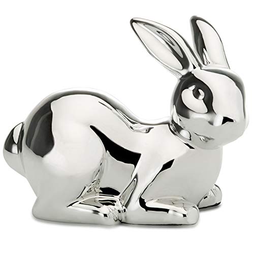 kleine Deko Hasen Figur Porzellan 13.5 cm - glänzender liegender Osterdeko Hase - Silberne Osterhase Frühjahresdeko zum hinstellen kleine Deko Hasen Figur Porzellan 13.5 cm - glänzender liegender Osterdeko Hase - Silberne Osterhase Frühjahresdeko zum hinstellen von H.Bauer jun.