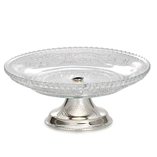 H.Bauer jun. Konfektschale Glas mit versilbertem Fuß - dekorative Servierschale Ø 15 cm, rund & verziert, stilvolle Glasschale für Süßigkeiten, Pralinen & Gebäck von H.Bauer jun.