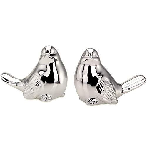 H.Bauer jun. Deko-Vögel Figurenset 2-teilig - silberfarbene Spatzen aus Porzellan, glänzend & charmant, Frühlingsdeko und Geschenkidee H.Bauer jun. Deko-Vögel Figurenset 2-teilig - silberfarbene Spatzen aus Porzellan, glänzend & charmant, Frühlingsdeko und Geschenkidee von H.Bauer jun.