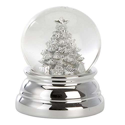 Kleine versilberte Mini Glas Schnee-Kugel mit Tannenbaum Ø 5 cm - Chrismas Deko Schüttelkugel für Winter & Weihnachten von H.Bauer jun.