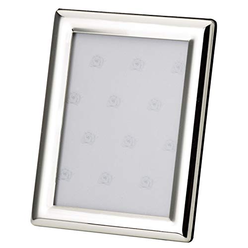 H.Bauer jun. großer Fotorahmen für 1 Foto 24 x 18 cm zum Aufstellen - edler versilberter Bilderrahmen mit Glasscheibe - mit Samtrücken - längs & quer stellbar - breiter Rahmen von H.Bauer jun.
