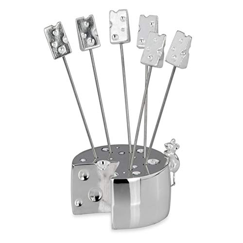 H.Bauer jun. Käsepicker Set 7-teilig versilbert - Wiederverwendbare Partypicker mit Maus- & Käse-Motiv - Spieße für Käse, Oliven & Snacks - originelle Buffet Deko silberfarben H.Bauer jun. Käsepicker Set 7-teilig versilbert - Wiederverwendbare Partypicker mit Maus- & Käse-Motiv - Spieße für Käse, Oliven & Snacks - originelle Buffet Deko silberfarben von H.Bauer jun.