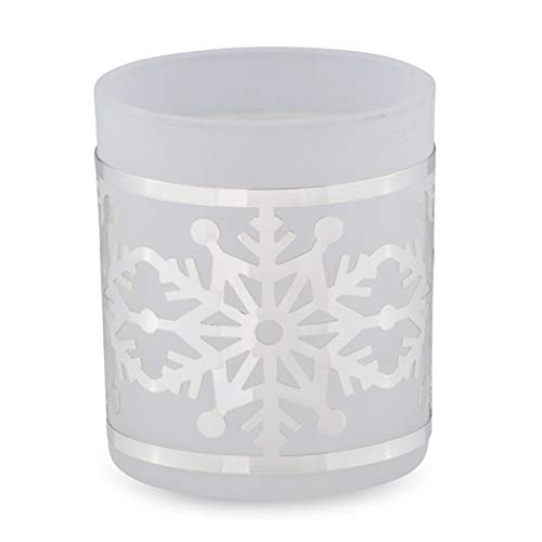 H.Bauer jun. weißer versilberter Teelichthalter Motiv Schneeflocke Ø 6.9 cm für EIN Teelicht oder Stumpenkerze von H.Bauer jun.