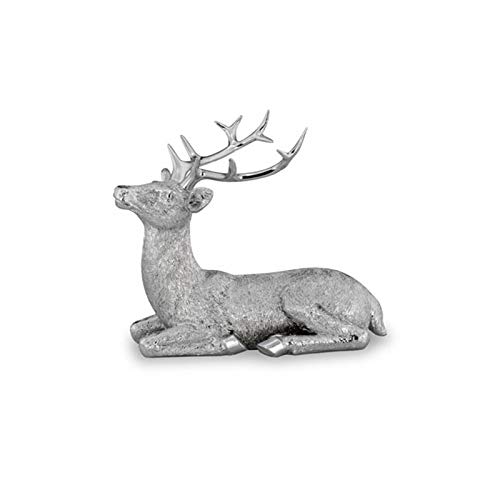 Kleine liegende Kunststein Deko Hirsch Figur - silbern glänzende Jagdfigur mit Geweih - Silberglanz Weihnachts-Deko zum Hinstellen Höhe 16 cm Kleine liegende Kunststein Deko Hirsch Figur - silbern glänzende Jagdfigur mit Geweih - Silberglanz Weihnachts-Deko zum Hinstellen Höhe 16 cm von H.Bauer jun.
