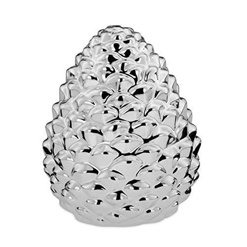 Pinienzapfen Deko Ø 11.0 cm Porzellan Silberglanz Höhe 15 cm von H.Bauer jun.