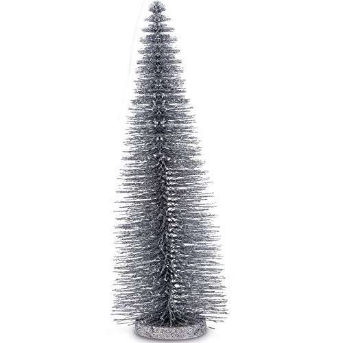 großer Tannenbaum - Deko Glitzerbaum - dunkel-Silber Ø 14 cm Metall-Kunststoff Höhe 45 cm von H.Bauer jun.