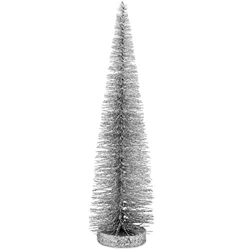 großer Tannenbaum - Deko Glitzerbaum - hell-Silber Ø 12 cm Metall-Kunststoff Höhe 35 cm von H.Bauer jun.