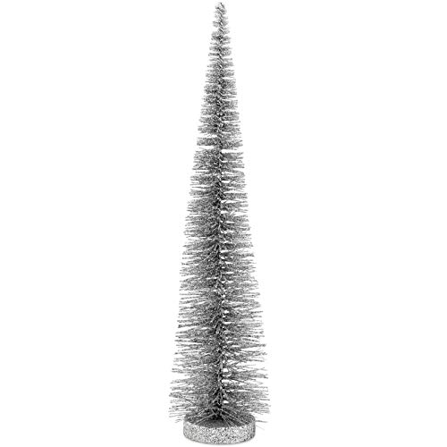 großer Tannenbaum - Deko Glitzerbaum - hell-Silber Ø 14 cm Metall-Kunststoff Höhe 45 cm von H.Bauer jun.