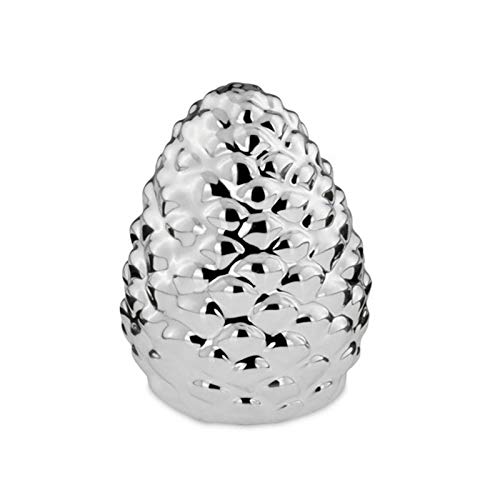 H.Bauer jun. Pinienzapfen Deko 8,5 cm - kleine silberfarbene Porzellandeko galvanisiert & glänzend poliert ohne Fuß, edle Herbst- & Winterdekoration für Tisch & Fensterbank, Geschenkidee H.Bauer jun. Pinienzapfen Deko 8,5 cm - kleine silberfarbene Porzellandeko galvanisiert & glänzend poliert ohne Fuß, edle Herbst- & Winterdekoration für Tisch & Fensterbank, Geschenkidee von H.Bauer jun.