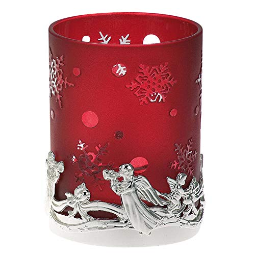 roter Glas-Teelichthalter Ø 7.5 cm - Tisch-Halter für 1 Teelicht oder Stumpenkerze - versilberter Fuß - Deko-Windlicht Engel Motiv - ideal für Frühling, Herbst oder Winter roter Glas-Teelichthalter Ø 7.5 cm - Tisch-Halter für 1 Teelicht oder Stumpenkerze - versilberter Fuß - Deko-Windlicht Engel Motiv - ideal für Frühling, Herbst oder Winter von H.Bauer jun.