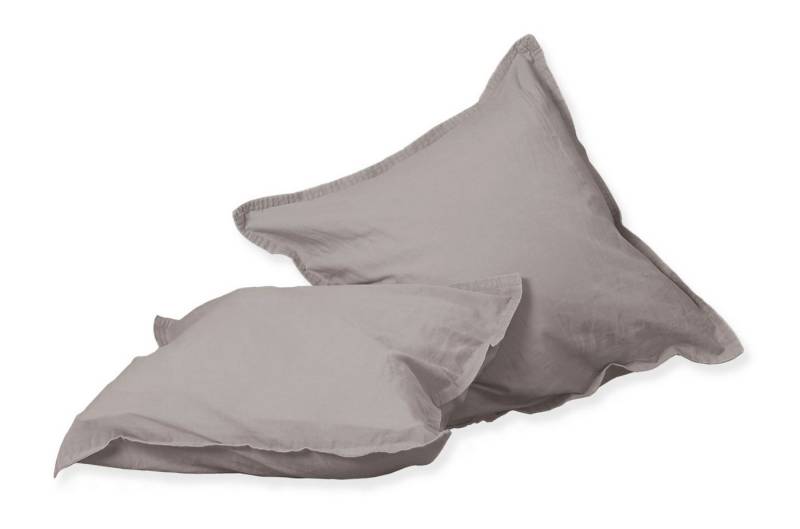 H.G. Hahn Haustextilien Kissenbezüge 2 Stück Hahn Renforce Kissenbezüge 40x40 cm stonewashed kitt steingrau, (2 Stück) von H.G. Hahn Haustextilien