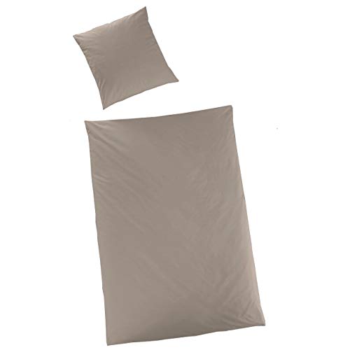 PRIMERA Luxus - Satin Bettwäsche (Baumwoll-Satin !)255001-735 Uni Taupe 135x200 + 80x80 cm von H.G.Hahn