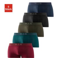 H.I.S Boxershorts, (Packung, 5 St.), in Hipster-Form am Webbund mit Logoschriftzug mit 3D Effekt von H.I.S