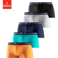 H.I.S Boxershorts, (Packung, 5 St.), in Hipster-Form mit Streifen und Markenlogo im Bund von H.I.S