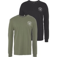 H.I.S Langarmshirt, (Packung, 2 tlg., 2er-Pack), Langarm, bedruckt, Rundhalsausschnitt, aus 100% Baumwolle von H.I.S