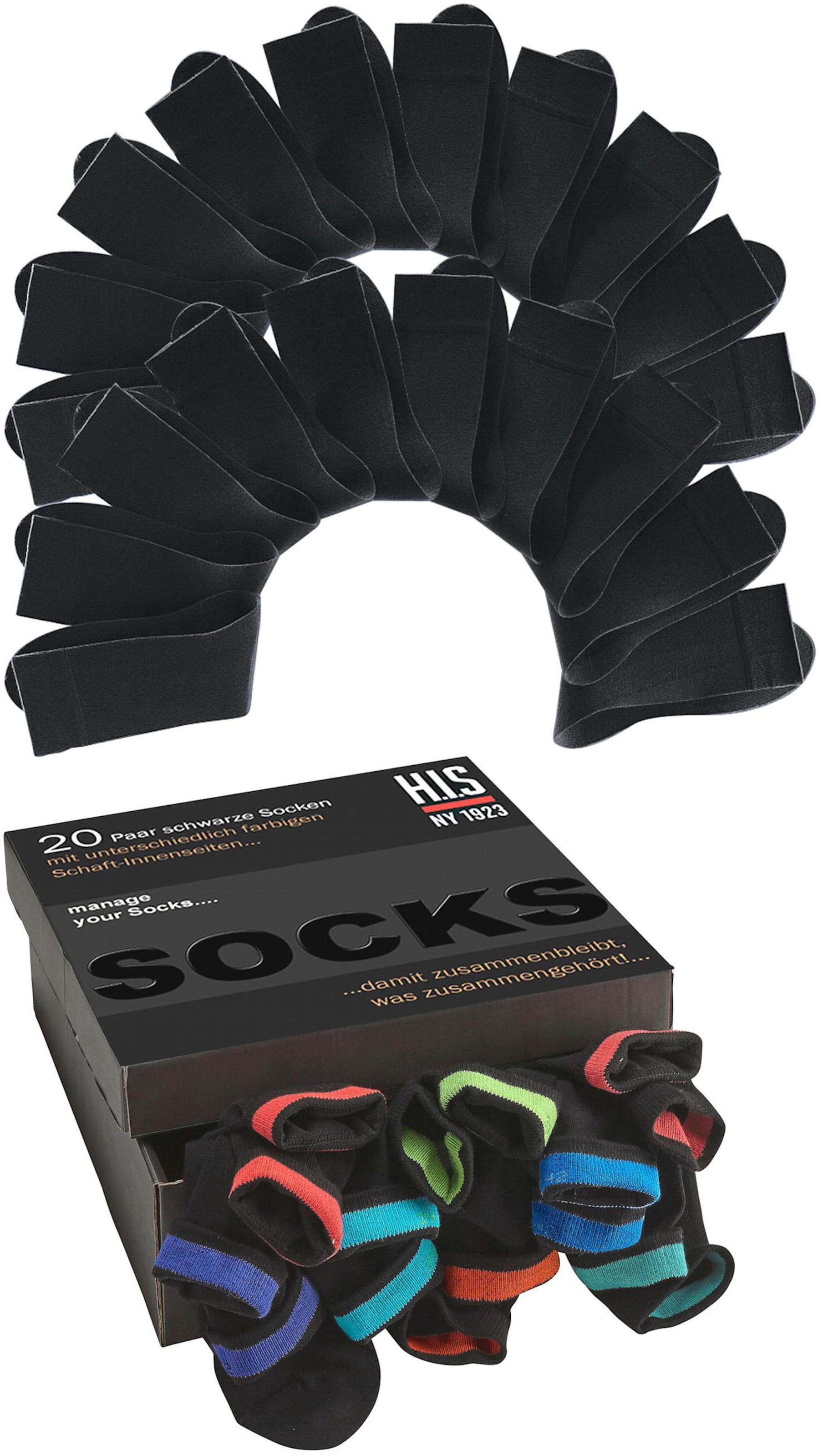 Socken in 10x schwarz, 10x marine von H.I.S von H.I.S