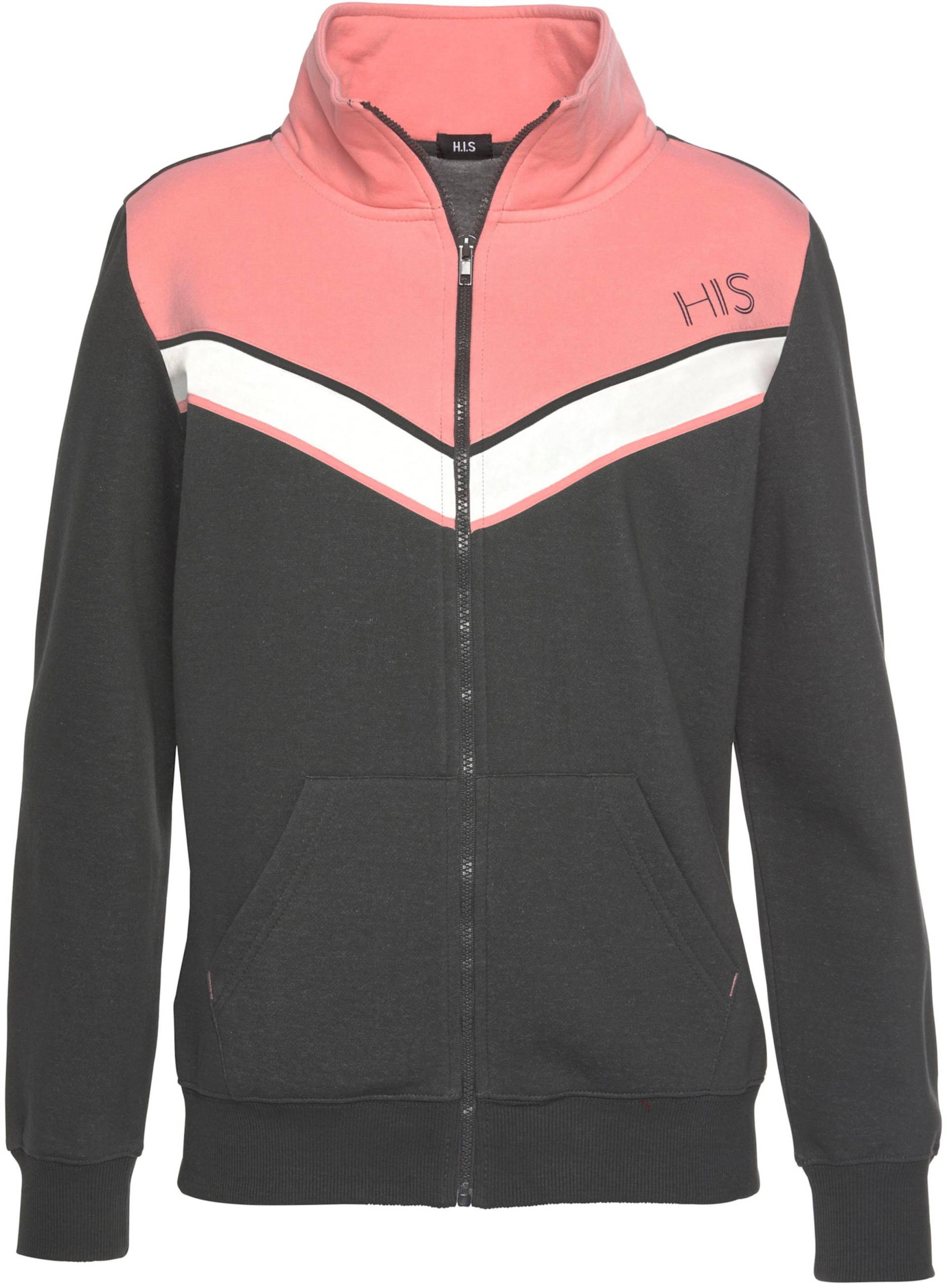 Sweatjacke in anthrazit-rosa von H.I.S von H.I.S