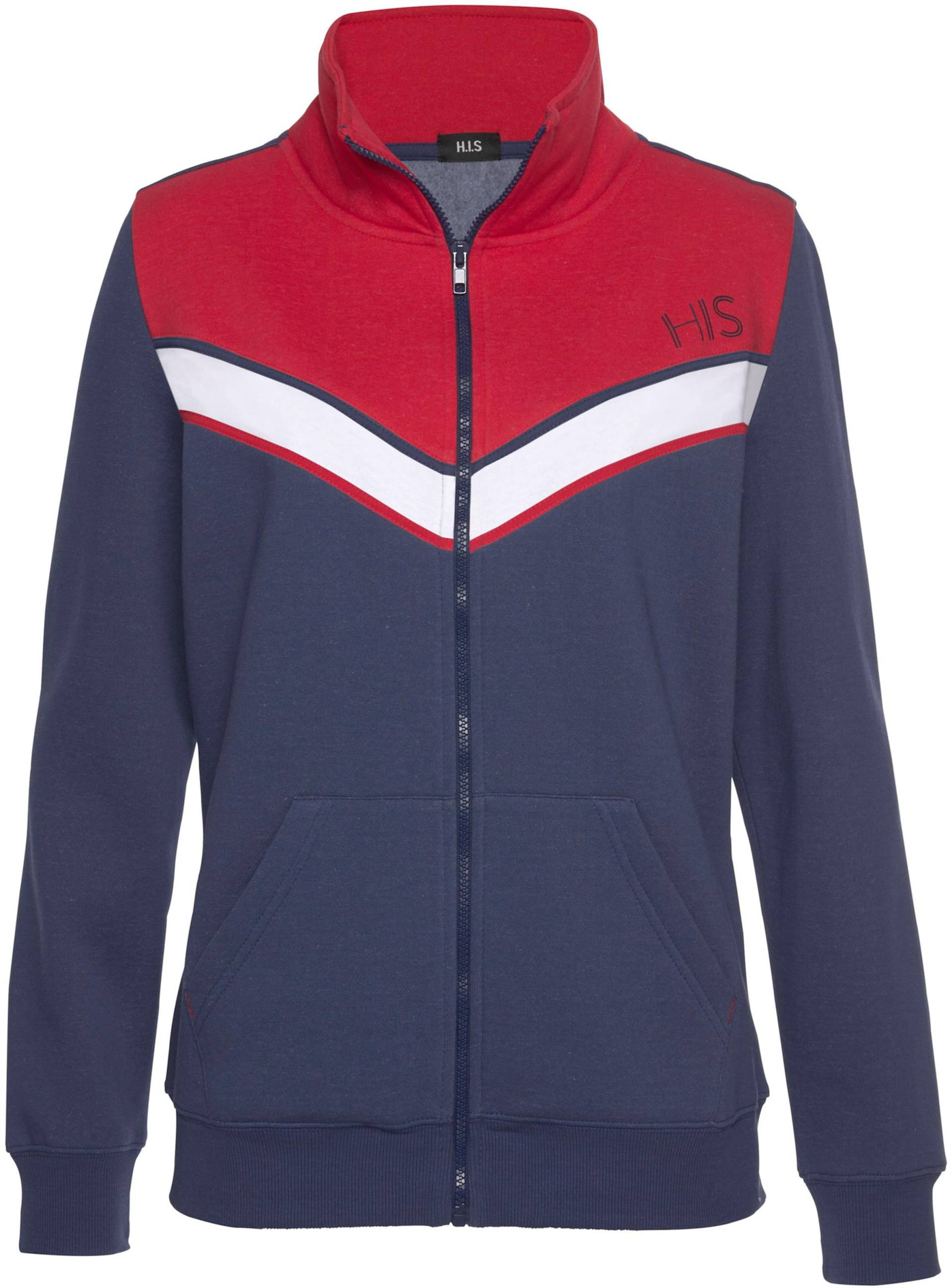 Sweatjacke in navy-marine-rot von H.I.S von H.I.S