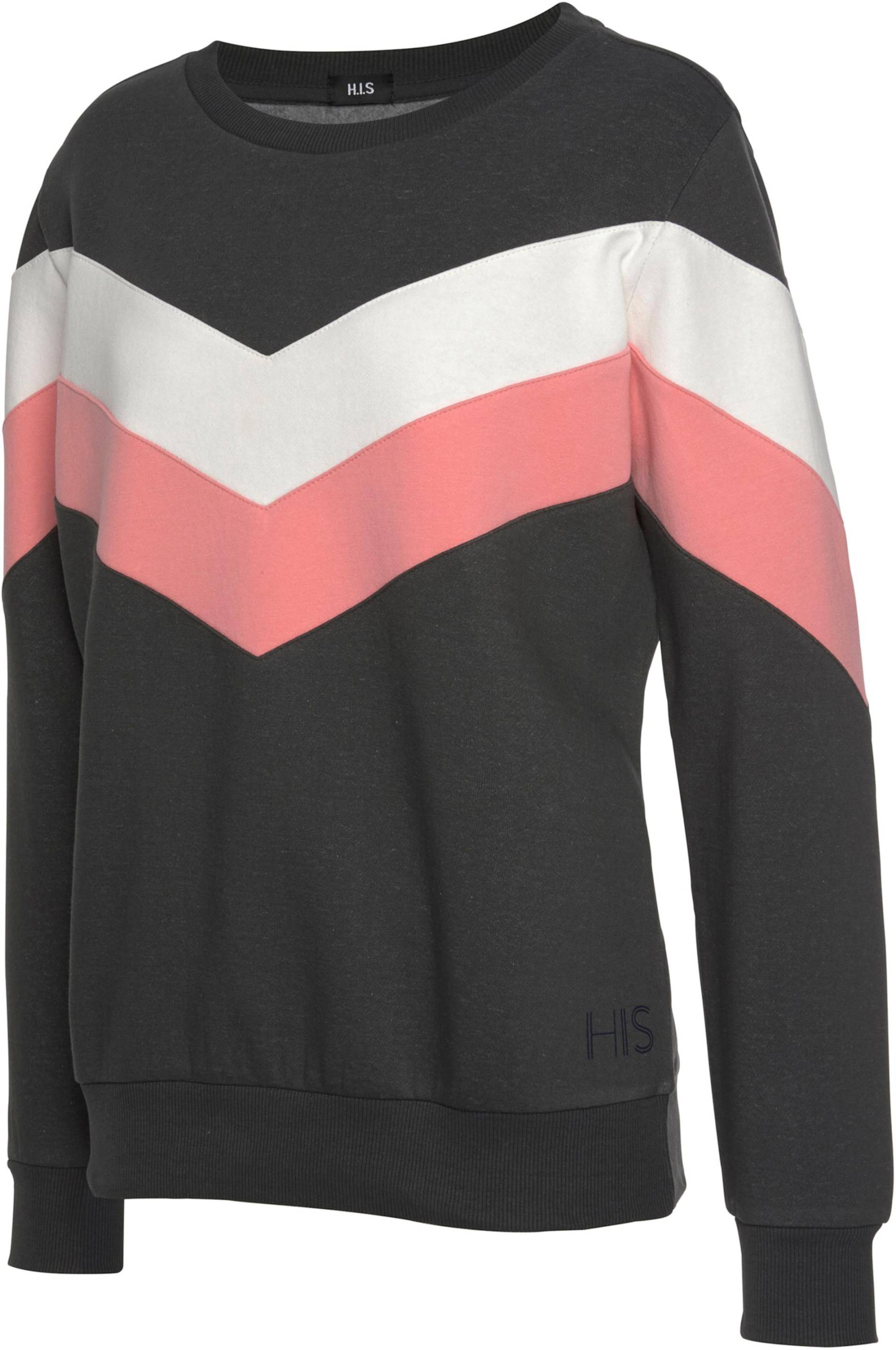 Sweatshirt in anthrazit-rosa-weiß von H.I.S von H.I.S