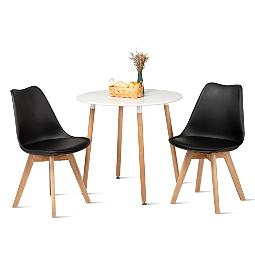 H.J WeDoo Esstisch mit 2 Eiche Stühle Essgrupp Holztisch und Schwarz Skandinavisches Esszimmerstühle Esstisch Set für Esszimmer Küche von H.J WeDoo