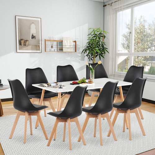 H.J WeDoo Esszimmergruppe Esstisch mit 8 Stühlen Essgrupp, Rechteckig Küchentisch und 8er Set Esszimmerstühle Sitzgruppe für Wohnzimmer Küche Büro(180x80cm Tisch+8 Schwarz Stühle) von H.J WeDoo