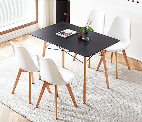 H.J WeDoo Esszimmertisch mit Stühlen, Essgruppe Schwarz Tisch mit 4 Weiß Stühlen für Esszimmer, Küche & Wohnzimmer von H.J WeDoo