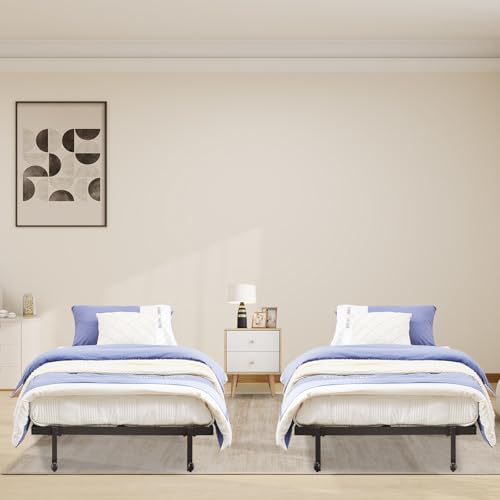H.J WeDoo FetiNes 2er Set Klappbett 90x190 cm Einzelbett Metallbett Gästebett faltbares Reisebett mit 4 Laufrollen feldbett klappbar, Platz spart von H.J WeDoo