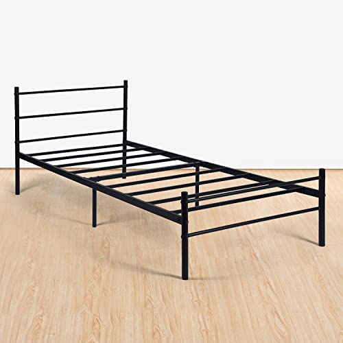 H.J WeDoo Metallbett Einzelbett Tagesbett Jugendbett Kinderbett Gästebett Bettsofa Bettgestell Bettrahmen Stahlbett Bett Gestell 90 x 190 cm - Schwarz von H.J WeDoo