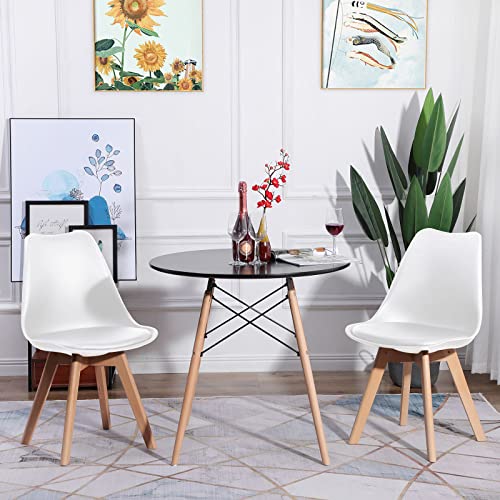 H.J WeDoo Tisch und Stühle Set, Essgruppe Schwarz Tisch mit 2 Weißer Stühlen für Esszimmer Küche Wohnzimmer von H.J WeDoo